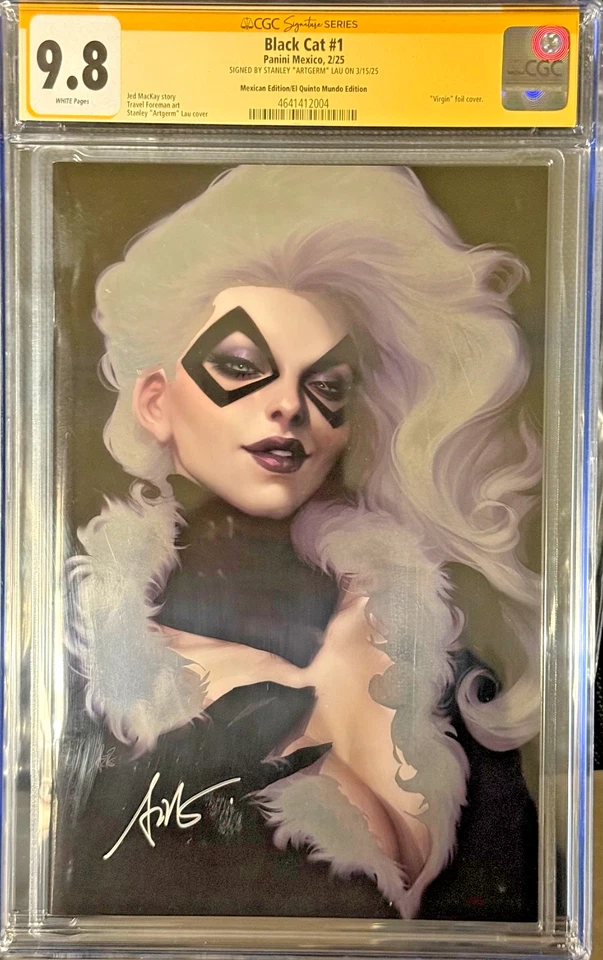 SS 9.8 Black Cat #1 Virgin Mexican Foil Variant Signed by Stanley "Artgerm" Lau - Image 1 of 4