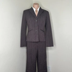 Worthington Womens Pant Suit 4 XS 37" 28x28 2 Piece Brown Jacket Blazer - Picture 1 of 10