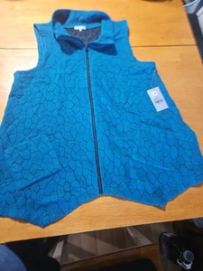 Habitat Clothes To Live In Vest Women Large teak Geometric Full Zip With Pockets - Picture 1 of 4