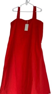 NUEVO CON ETIQUETAS COS Delantal Vestido Tejido Calce Recto Corte Cuadrado Cuello Correas Rojo Talla S Delantal - Imagen 1 de 9