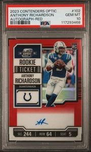 2023 Contenders Optic Anthony Richardson Rookie Ticket Auto Red      /125 PSA 10 - Picture 1 of 2
