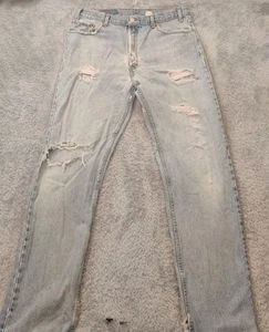 Jeans vintage Levis 505 uomo 34x34 denim gamba dritta lavaggio leggero invecchiato - Foto 1 di 15