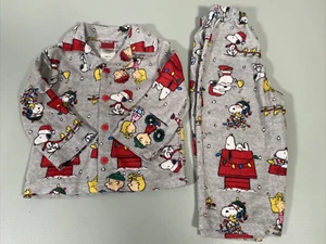 Peanuts Pajama Set Boys 2T Shirt Pants Christmas Holiday Snoopy Charlie Brown - Picture 1 of 16