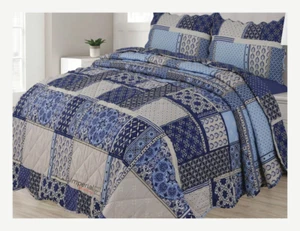 Zirkon Patchwork Vintage Wendbare Bettwäsche 3-teiliges Steppbett Komfort Set - Bild 1 von 3