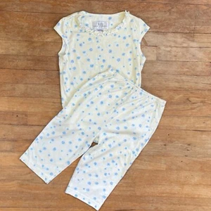 Vintage Girls Pajamas Set Size XL 14 90s Floral Print PJ Top Pants Cotton Blend - Picture 1 of 6