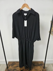 Vestido Jasper Conran cuello en V negro Reino Unido talla 12 PVP £180 - Imagen 1 de 8