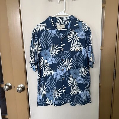 Camisa para hombre Island Shores grande azul blanco hawaiana manga corta abotonada Foto 1 de 4