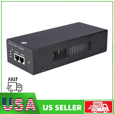 Gigabit PoE Injector 90W ethernet IEEE 802.3af/at/bt Up to 100M for CCTV Camera - Image 1 of 4