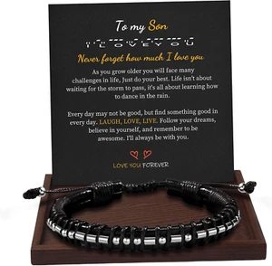 Inspirational Gifts for Men Morse Code Bracelets Mens 1 To My Son - I Love You - Picture 1 of 7
