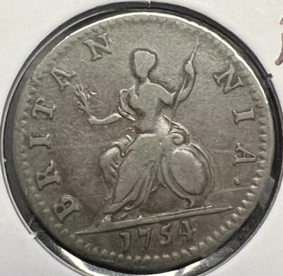 1754 GEORGE 11 1/4 FARTHING GRADES VERY FINE ACTUAL COIN #4172 - Image 1 of 2