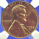  1958 D Lincoln Wheat Cent Ncg Ms 66 Rd Red Clear Sharp Details Luster And And 