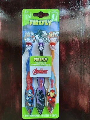 Escova de Dentes Firefly Marvel Avengers 3pk Capitão América Homem de Ferro Pantera Negra - Imagem 1 de 2