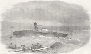 GIBRALTAR. Wreck of steam-sloop Hecla 1855 old antique vintage print picture - Picture 1 of 1
