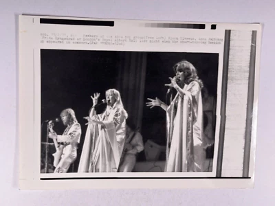ABBA Photo On Stage Original Black And White Press Promotion February 1977 - Image 1 of 4