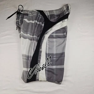 Vintage Y2K O’Neil Shorts Uomo 36 Nero Bianco Spellout Board Shorts -OTTIMO - Foto 1 di 6