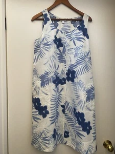 J Jill Love Linen Dress Sleeveless White & Blue Floral Print Pullover Size S - Bild 1 von 4