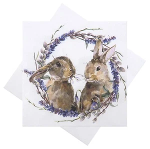 Servietten Hase Lavendel Kranz Lila Tischdeko Frühling Ostern 33x33cm 20er Pack - Bild 1 von 1