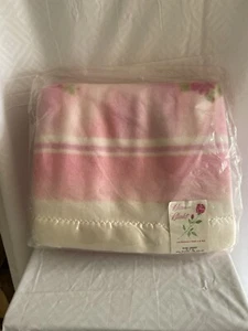 BEACON Vintage Blanket ROSE OMBRÉ Rayon & Nylon w/ Satin Binding *NOS* Trimmed - Picture 1 of 7