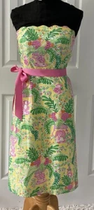 Lilly Pulitzer Lemon Sorbet Yellow Paradise Strapless Cotton Dress Size 4 - Picture 1 of 9