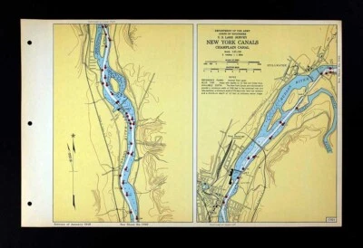 Mapa USACE Champlain Canal 1948 Nueva York Hudson River Mechanicville Stillwater NY Foto 1 de 4