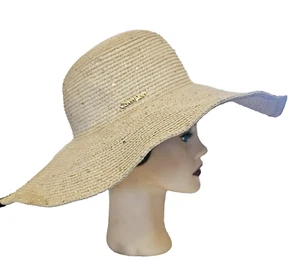 Calvin Klein Stroh Sonnenhut Natur mit Goldflecken Damen Floppy Style beige - Bild 1 von 10