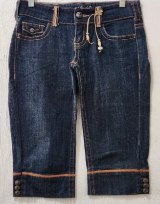 Bermudas vaqueras industriales de algodón para mujer 3 junior azul denim tiro medio Foto 1 de 4