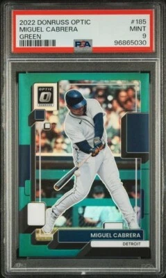 Donruss Optic #185 Miguel Cabrera 2022 verde/5 PSA 9 Foto 1 de 2