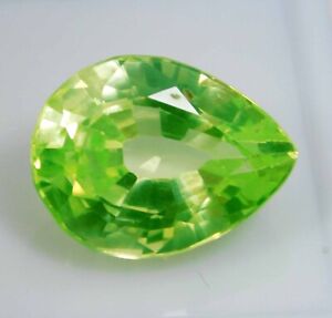 Green Peridot 12.50 Carat Certified Natural Gemstone Pear Cut