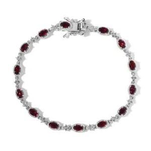 Bracciale Tennis Originale 4,5ctw Granato Rosso Antra Zircone Argento Sterling 7,25 - Foto 1 di 5