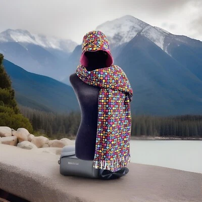 Conjunto de sombrero de cubo y bufanda a juego de punto arco iris ala plegable lavable cálido Foto 1 de 4