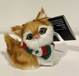 Weihnachten Katze Ornament pelzig weich Schal Urlaub orange weiß klein Mini Neu mit Etikett - Bild 1 von 10