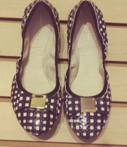 Cole Haan  Tali Bow Ballet Flats Black and White Grid  Women's Size 7.5 B - Picture 1 of 6
