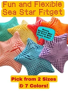 Sea Star Fidget Toy, Sensory Stress Relief, PLUS Bonus Mini 3D Surprise Print - Picture 1 of 11