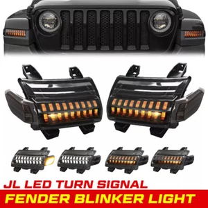 Pair LED Turn Signal Fender Lights DRL For Jeep Wrangler JL JLU Rubicon 2018-24 - Picture 1 of 23