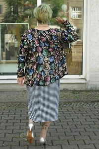 Women's Blazer Pure Silk Pearls & Sequins 80s True VINTAGE Jacket - Picture 1 of 11