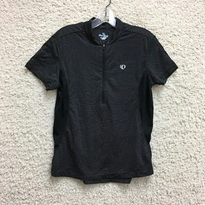 Pearl Izumi Cycling Jersey Large Adult Black Striped Half Zip Stretch Womens L - Image 1 of 4