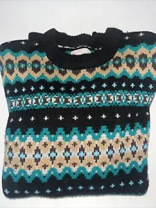 Vintage Pullover Fair Isle Muster schöner Druck Fischerstil weich 10018 NYC S - Bild 1 von 7