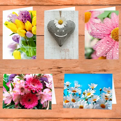 Grußkarte Blanko ohne Text Klappkarten mit Briefumschlag Frühjahr Ostern Blumen