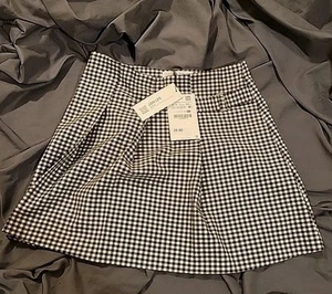 Zara Girl's Mini Skirt (13/14) Pleated Black White Plaid Tie Grunge Preppy NWT - Picture 1 of 4