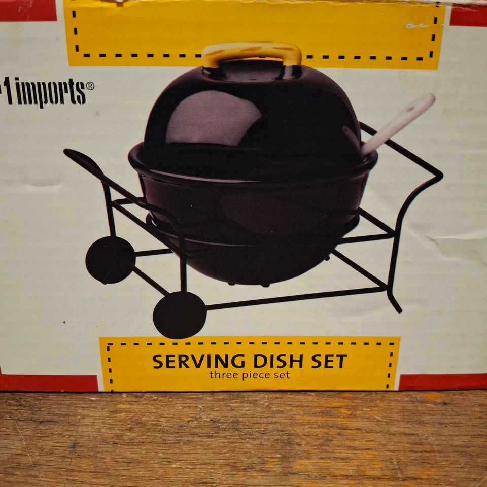 Pier 1 One Imports BBQ Dip Or Condiment Bowl Serving Dish w/ Spoon New NIB grill - Image 1 of 1