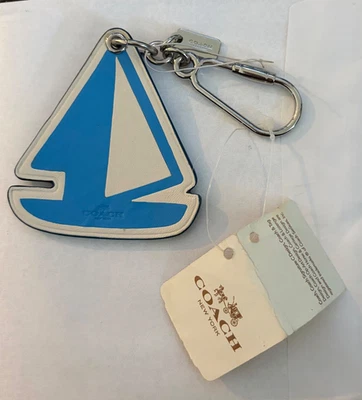 Llavero Coach Velero Llavero Llavero Cuero Azul Blanco Nuevo con Etiquetas Foto 1 de 2
