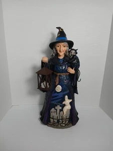 Strega Halloween Jim Shore 2018 con gatto e lanterna illuminata 21" spettrale in pensione CL3 - Foto 1 di 20