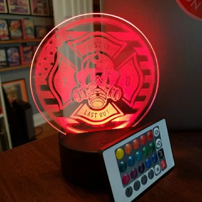 Gift For Firefighter Flag LED Neon Light Sign 16 Color w/Remote Decor - Image 1 of 4