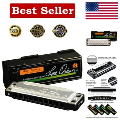 Compact Key of C Harmonica with Replaceable Reeds - Major Diatonic Style - Image 1 of 4