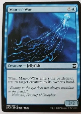 MTG Magic The Gathering Card Man-o'-War Creature Jellyfish Blue Eternal Masters  - Image 1 of 2