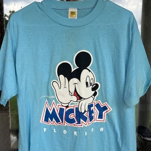 Vintage NOS Velva Sheen Walt Disney Mickey Mouse Shirt Blue Size Large - Picture 1 of 11