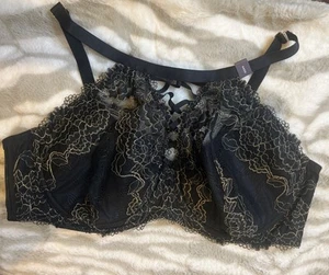 Neu Cacique leicht gefütterter schwarzer Balconette 44 DDD Neu mit Etikett - Bild 1 von 4
