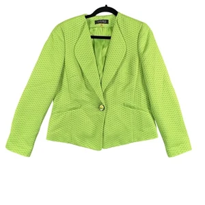 Lime Green Textured Blazer Womens 10 Statement Single-Button Workwear - Picture 1 of 10