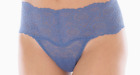 Soma Embraceable Allover Lace Geo Retro Thong Panty L XL XXL Grecian Blue