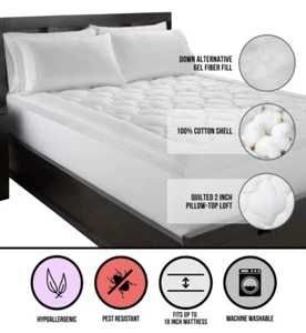 2" Arctic Chill Super Cooling Mattress Topper Down Alternative Gel Fiber Fill - Picture 1 of 4